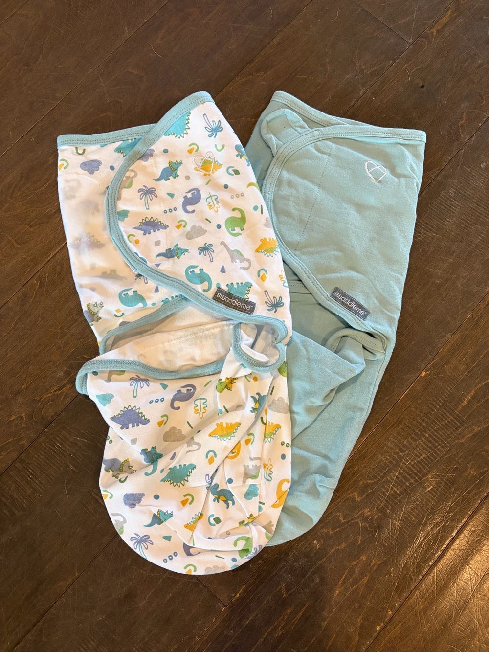 SwaddleMe Light Blue & Multi Dino Print Sleep Sacks